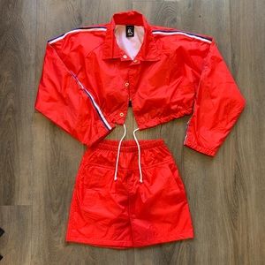 Red Rojas Cropped Windbreaker Skirt Set ON HOLD